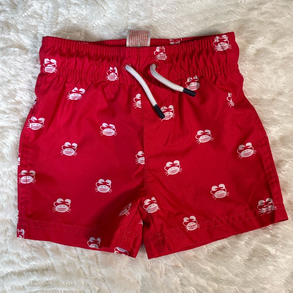 Cat & Jack Red Crab Boys Swim Trunks